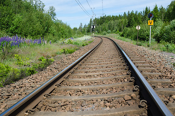 Image showing Railroad tracks curve