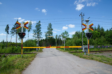 Image showing Closed railroad crossing