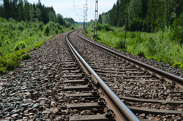 Image showing Railroad tracks closeup