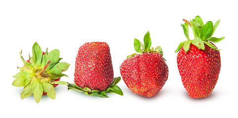 Image showing Several strawberries in a row