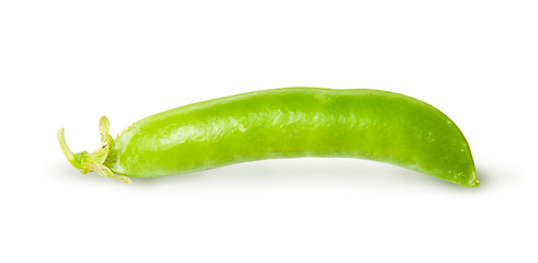Image showing Single fresh green peas sugar in the pod