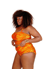 Image showing African woman in bikini in profile.