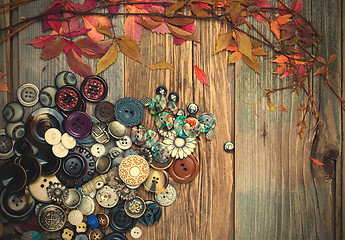 Image showing colorful vintage buttons