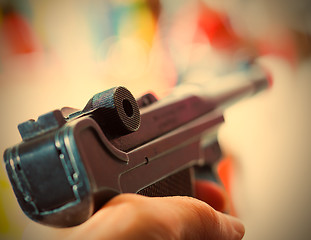 Image showing Parabellum automatic pistol in a hand