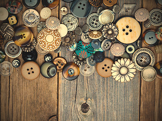 Image showing set of various vintage buttons 