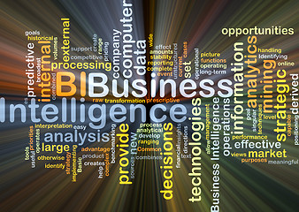 Image showing Business intelligence BI background concept glowing