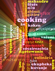 Image showing Cooking multilanguage wordcloud background concept glowing