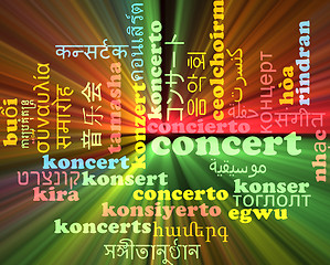 Image showing Concert multilanguage wordcloud background concept glowing