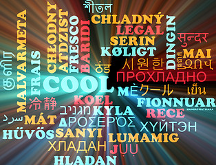 Image showing Cool multilanguage wordcloud background concept glowing