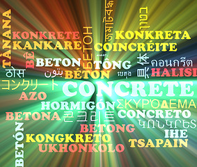 Image showing Concrete multilanguage wordcloud background concept glowing