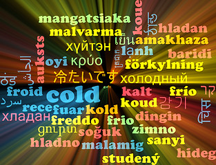 Image showing Cold multilanguage wordcloud background concept glowing