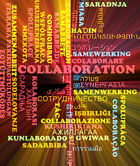 Image showing Collaboration multilanguage wordcloud background concept glowing