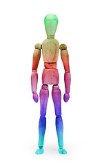 Image showing Wood figure mannequin with bodypaint - Multi colored