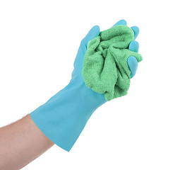 Image showing Hand in rubber glove, ready for cleaning
