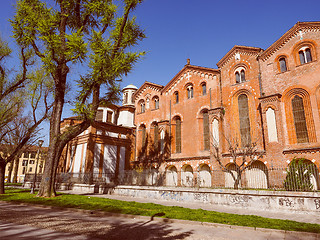 Image showing Retro look Sant Eustorgio church Milan