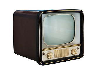 Image showing old vintage television set  on white