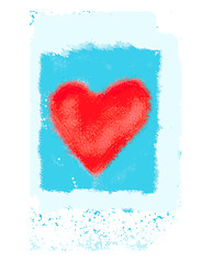 Image showing Abstract bright red heart on blue background