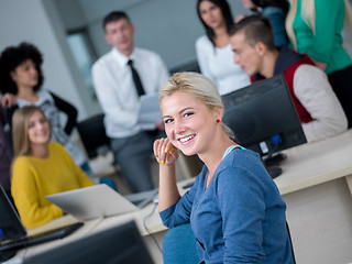 Image showing students with teacher  in computer lab classrom