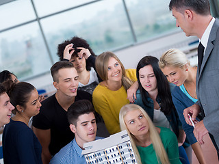 Image showing students with teacher  in computer lab classrom