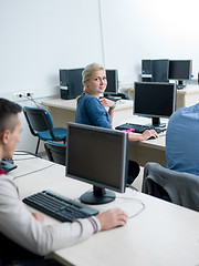 Image showing students group in computer lab classroom