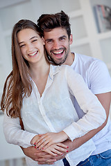 Image showing happy young romantic couple have fun arelax  relax at home