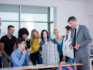 Image showing students with teacher  in computer lab classrom