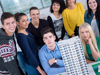 Image showing students with teacher  in computer lab classrom