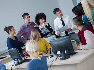 Image showing students with teacher  in computer lab classrom