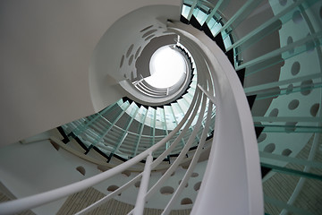 Image showing modern glass spiral staircase