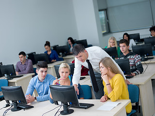 Image showing students with teacher  in computer lab classrom