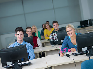 Image showing students group in computer lab classroom