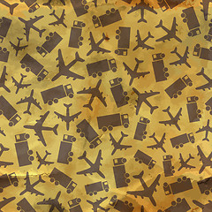 Image showing Airplane and truck. Seamless pattern.