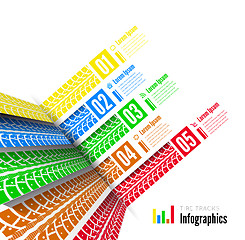 Image showing Tire tracks infographics background