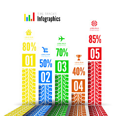 Image showing Tire tracks infographics background