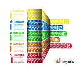 Image showing Tire tracks infographics background