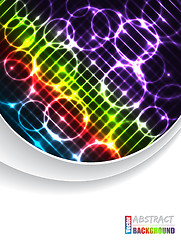 Image showing Abstract brochure with rainbow crosses bubbles and gray waves