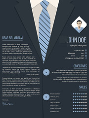 Image showing Cool cover letter resume template with business suit background