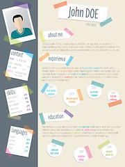 Image showing Cool resume cv with post its and color tapes