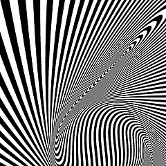 Image showing Pattern with optical illusion. Black and white background. 