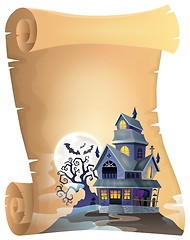 Image showing Parchment with haunted house thematics 1