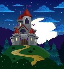 Image showing Night scene with fairy tale castle