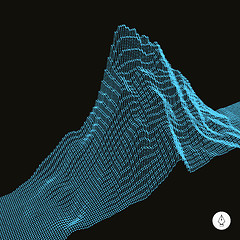 Image showing Abstract landscape background. Cyberspace grid. 