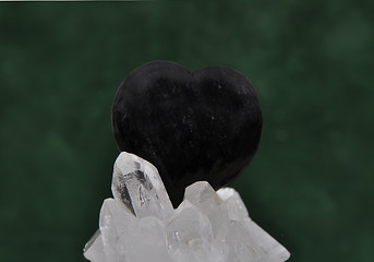 Image showing Obsidian on rock crystal