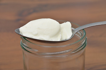 Image showing Spoon with yoghurt