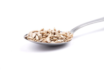 Image showing Sunflower seeds on spoon