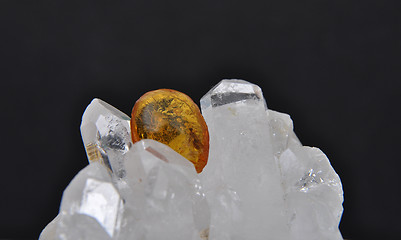 Image showing Amber on rock crystal