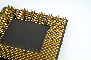 Image showing Processor seen from the gold pins on a white background.