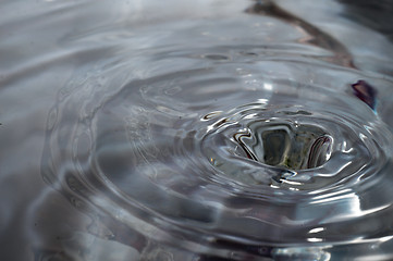 Image showing Drop of water splashed creates waves.