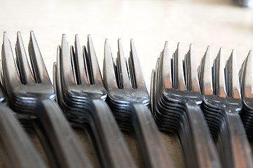 Image showing Forks on the kitchen counter.