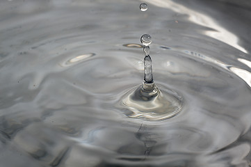 Image showing Drop of water splashed creates waves.